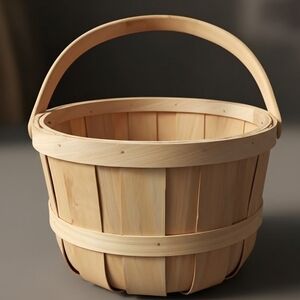 Natural Chipwood Bushel Basket Easter  Storage Decorative Bail Handle